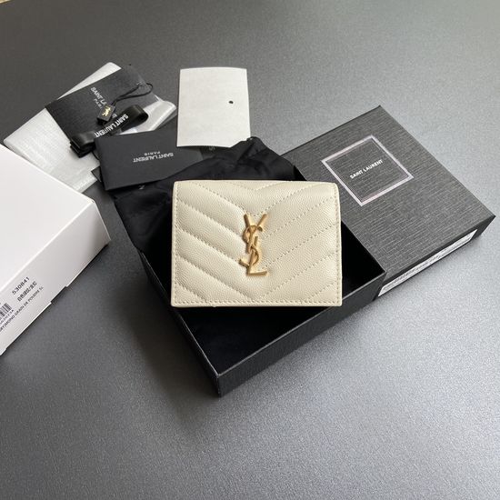Yves Saint Laurent Matelasse Quilted Grain Leather Short Card Holder 530841