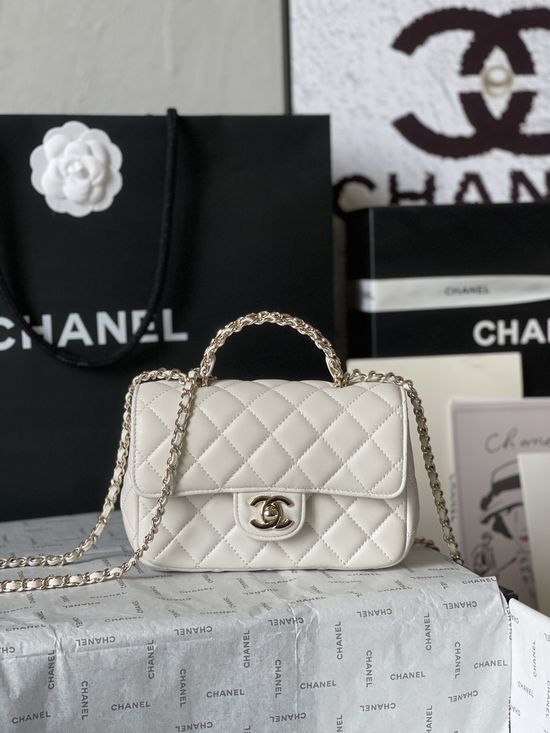 Chanel Diamond Handle Classic Flap Handbag AS4140