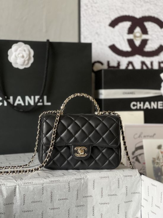 Chanel Diamond Handle Classic Flap Handbag AS4140