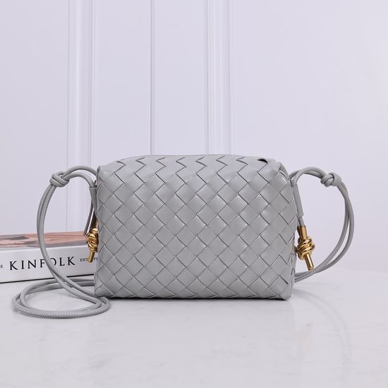 Bottega Veneta Metal Knot Large Woven Leather Square Bag 2278-1# Onyx Gray
