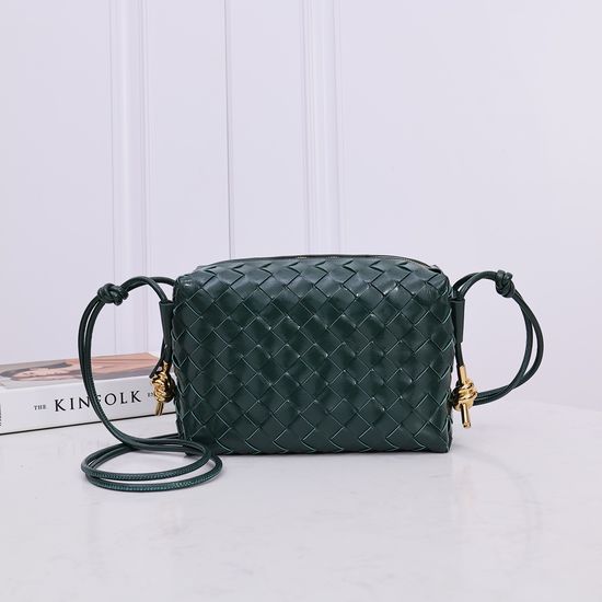 Bottega Veneta Metal Knot Large Woven Leather Square Bag 2278-1# Rain Tree Green