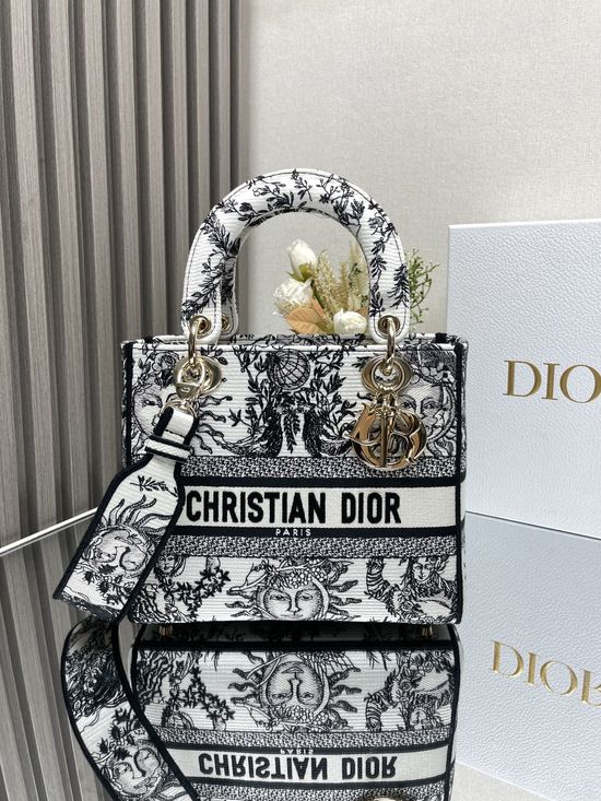 Christian Dior Sun God White Embroidered Lady Christian Dior Bag 11864