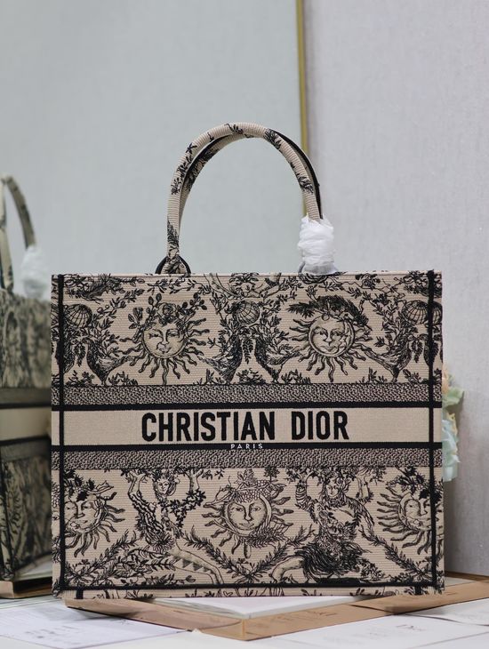 Christian Dior Book Tote Sun Constellation Brown Large 1286