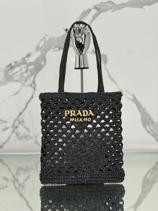 Prada Crochet Raffia Tote Bag 1BG493