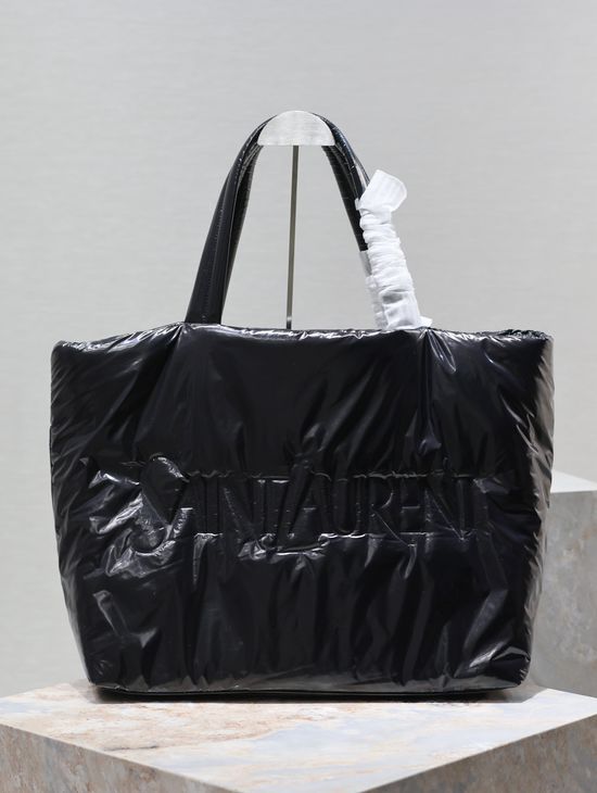 Yves Saint Laurent Black Silk Tote Shopping Bag 379269-3