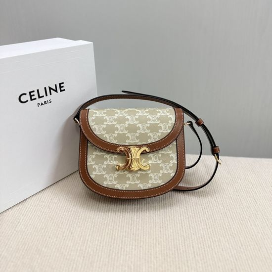 Celine Triomphe Saddle Bag Classic Gold Buckle 110962