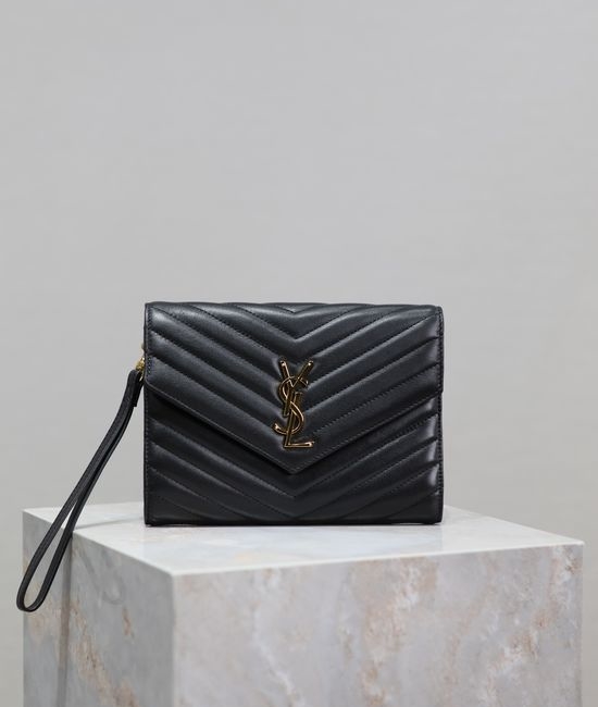 Yves Saint Laurent YSL LE CASSANDRE Black Lambskin Clutch 617662