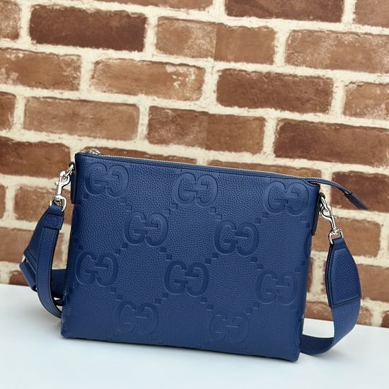 Gucci Handbag Blue Litchi Embossed 696009