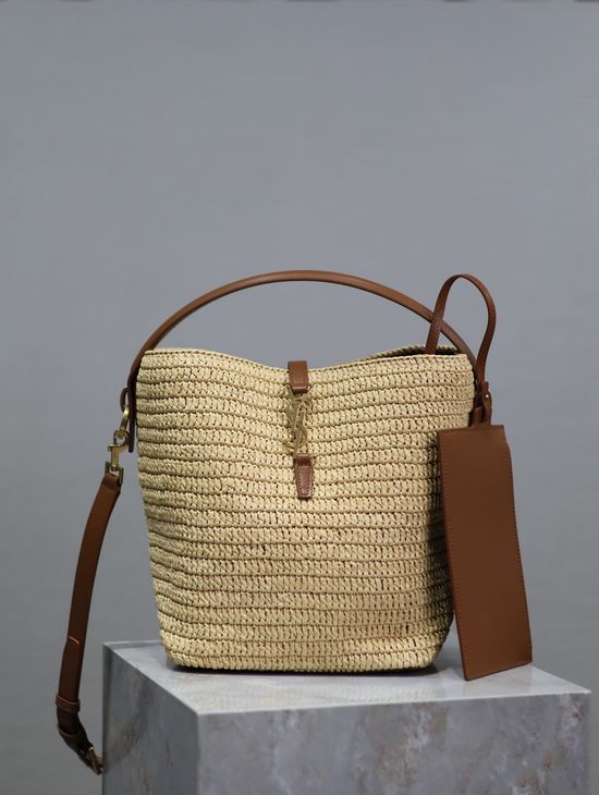 Yves Saint Laurent Limited Edition Woven Straw Water Bucket Bag 742828