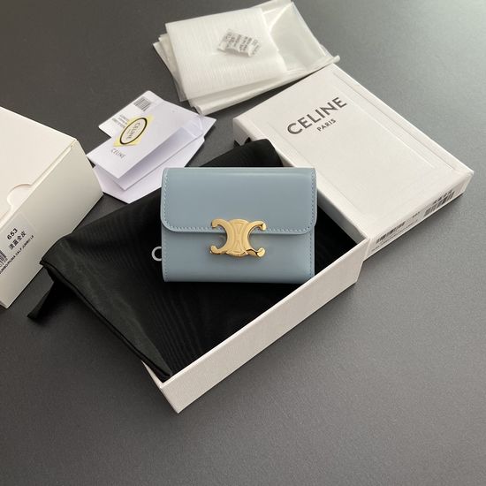 Celine TRIOMPHE Glazed Leather Short Wallet 10L653DS3.04LU