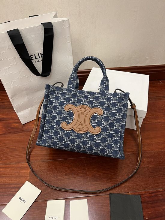 Celine Cabas Thais Triomphe Denim Handbag 199162
