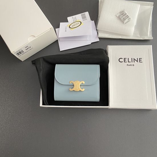 Celine Triomphe Glossy Leather Wallet 10D782CQH