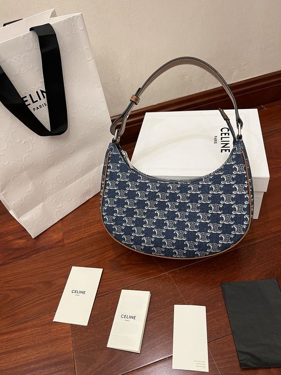 Celine AVA Denim Pattern Crescent Bag 193952