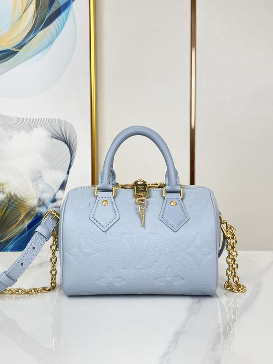Louis Vuitton SPEEDY Light Blue Leather Bag M46484
