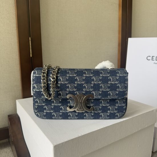 Celine TRIOMPHE Denim Chain Shoulder Bag 197992