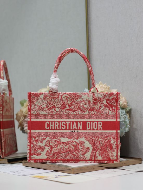 Christian Dior Book Tote Embroidered Medium Handbag 1286
