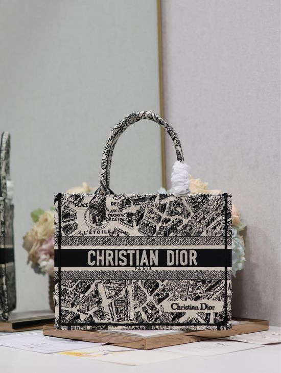 Christian Dior Book Tote Embroidery Medium 1286