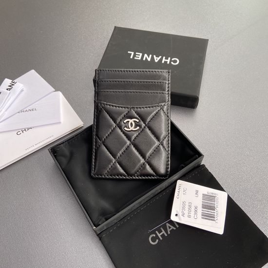 Chanel Quilted Silver Hardware Card Holder 3595
