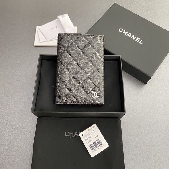Chanel Passport Holder Quilted Leather Silver Hardware 80385