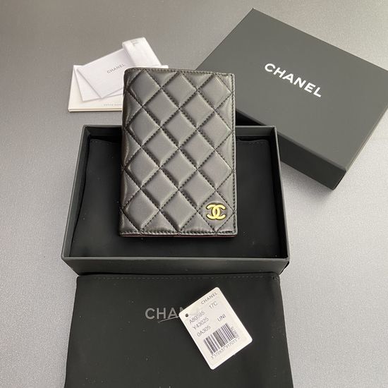 Chanel Passport Holder Quilted Leather Gold Hardware 80385