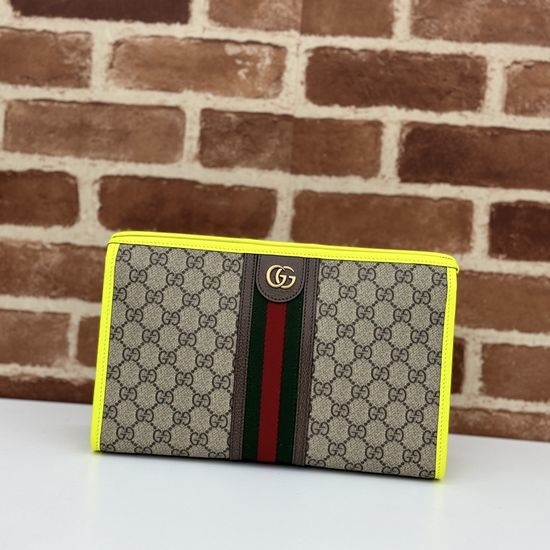 Gucci Handbag Brown Rubber Fluorescent Yellow 598234