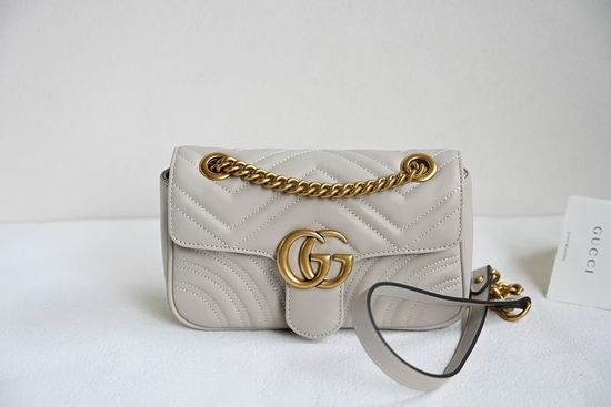 Gucci Leather Handbag 446744 Light Grey
