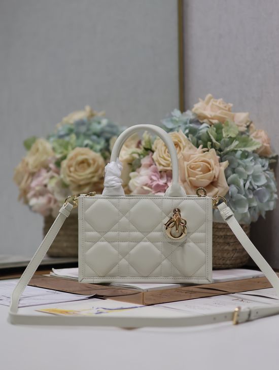 Christian Dior Book Tote Mini Embroidered White 1286/5573