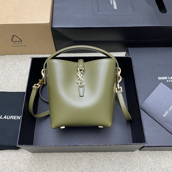 Yves Saint Laurent LE 37 Mini Glossy Leather Bucket Bag 765870