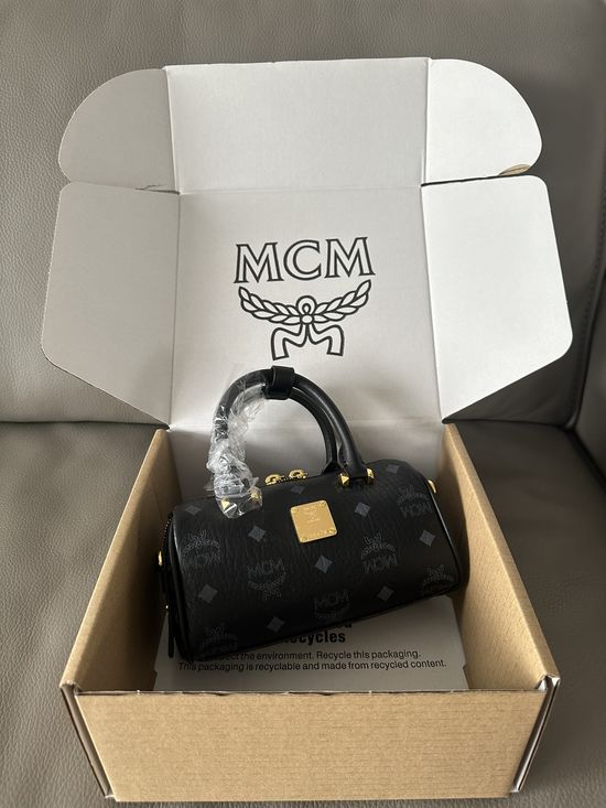MCM Mini Boston Pillow Coated Canvas Bag 65012