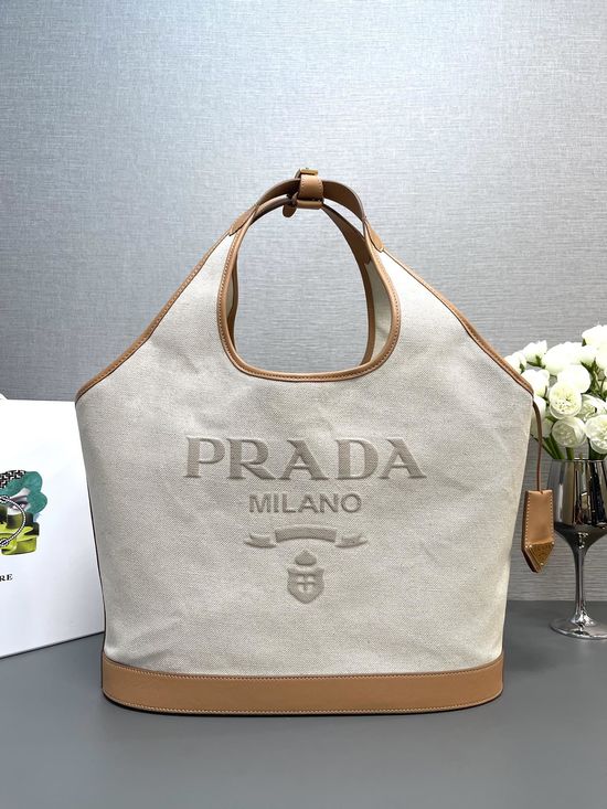 Prada Linen Canvas Handbag 1BG472
