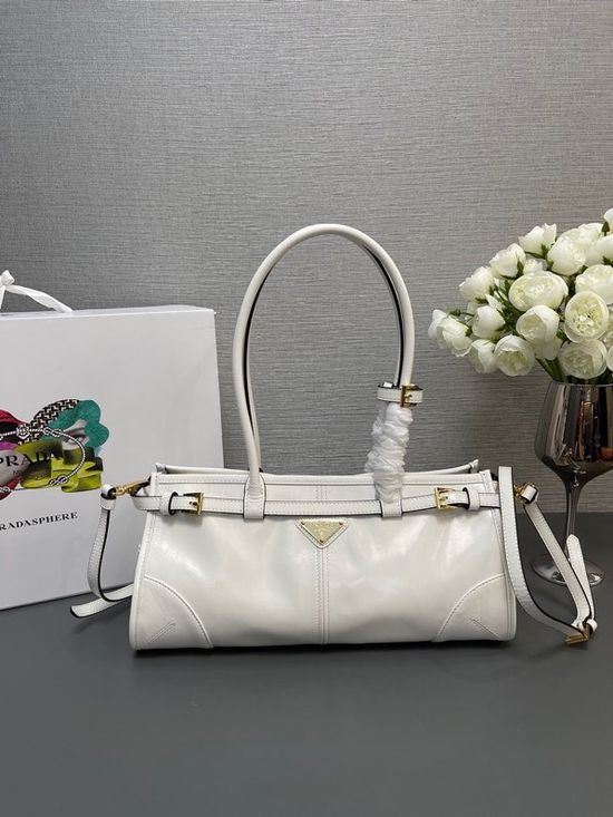 Prada Oil Wax Leather Handbag Detachable Strap 1BA426