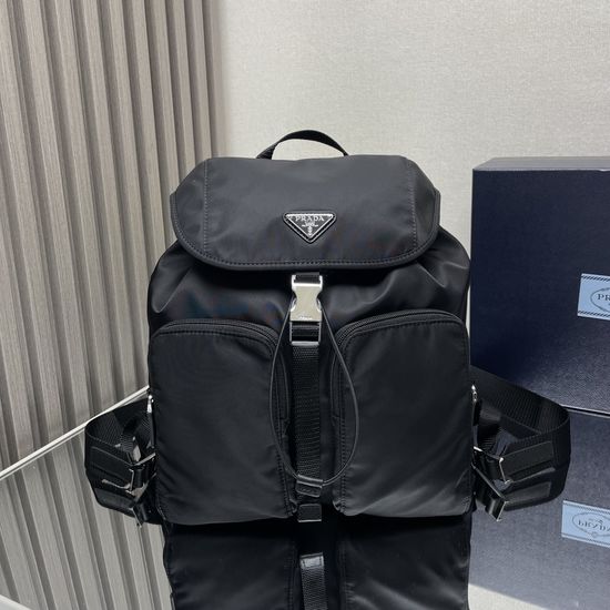 Prada Nylon Backpack With Saffiano Leather Trim 2VZ070