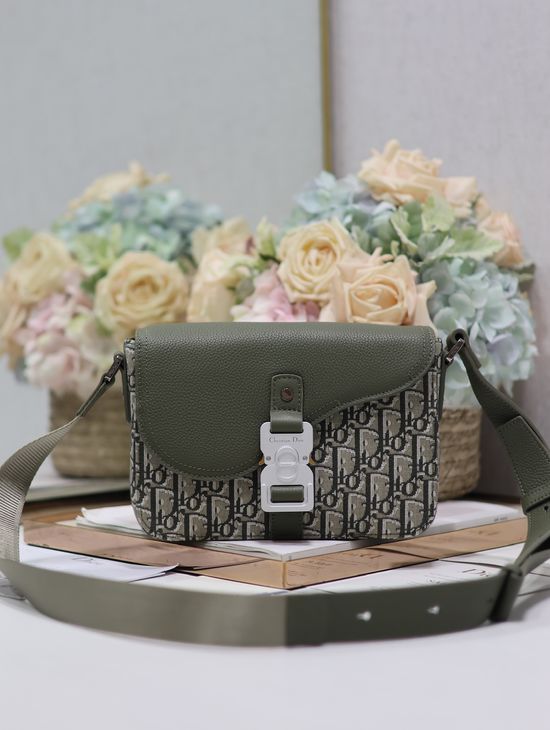 Christian Dior Oblique Saddle Messenger Bag Gray 049