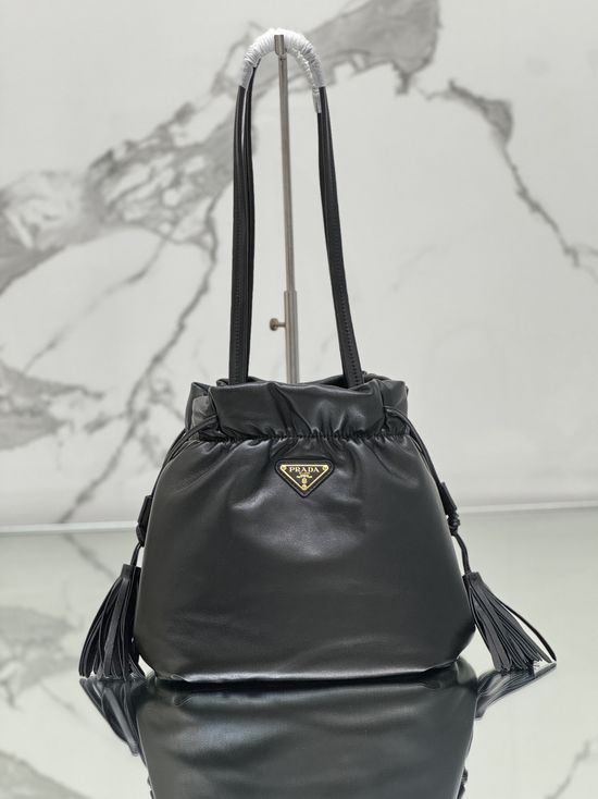 Prada Lambskin Drawstring Fortune Bucket Bag 1BG541