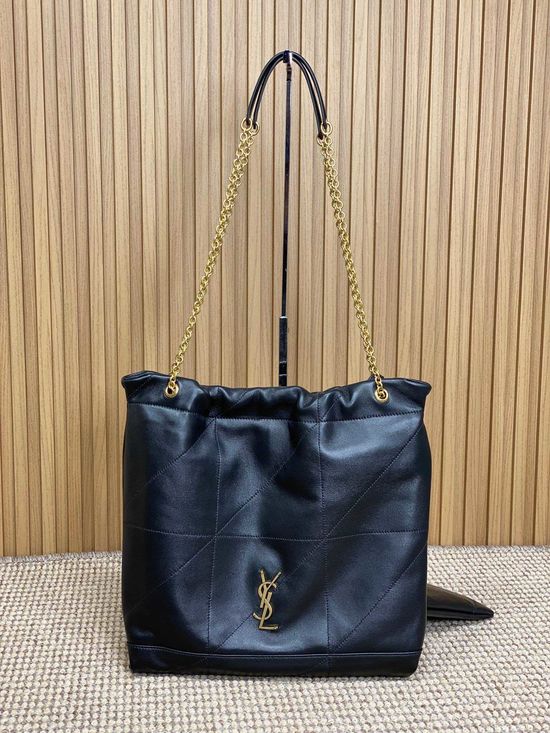 Yves Saint Laurent POCHON Black Lambskin Bucket Bag 781666