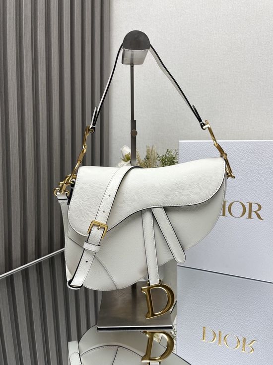 Christian Dior Saddle Large Epsom White Bag 0989