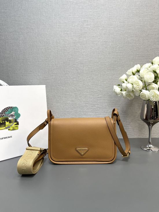 Prada Soft Grain Leather Adjustable Strap Shoulder Bag 1BD372