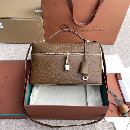 Loro Piana Extra Bag Ostrich Pattern Capers 0975