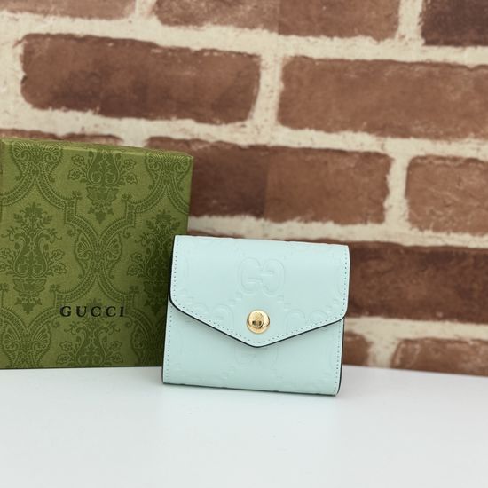 Gucci GG Embossed Light Green Card Holder 772793