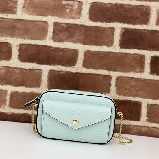 Gucci Shoulder Bag Light Green Embossed 781554
