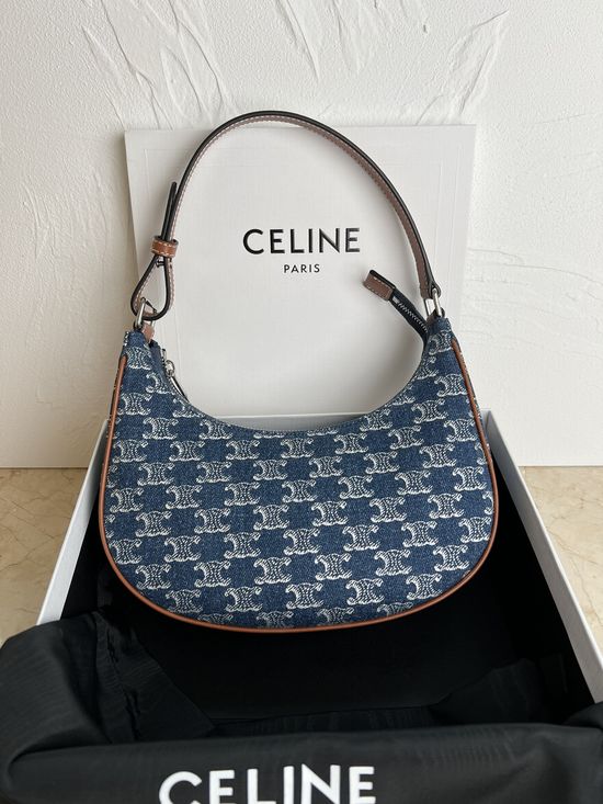 Celine AVA Triomphe Denim Shoulder Bag 193952