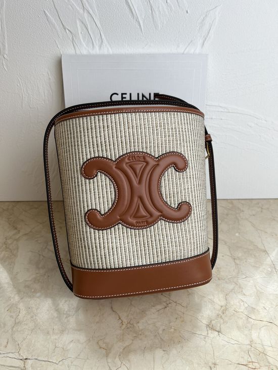 Celine CUIR TRIOMPHE Bucket Bag Canvas Leather 198243