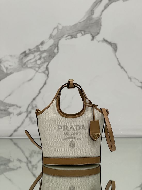 Prada Linen Blend Tote Bag 1BG074