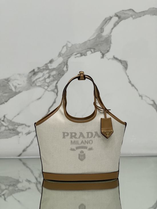 Prada Canvas Medium Tote Bag Logo Detail Tote 1BG471