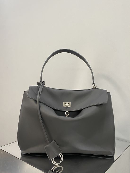 Balenciaga Grey Silver Medium Slouchy Handbag 8895