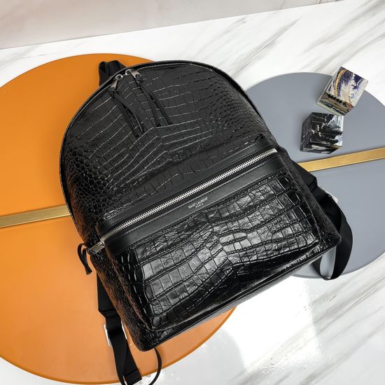 Yves Saint Laurent Crocodile Pattern Full Leather Backpack 326865