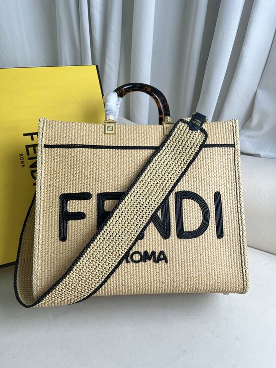 Fendi Sunshine Woven Tote Shopping Bag 877