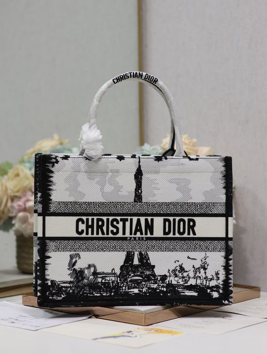 Christian Dior Book Tote Embroidery Handbag 1286