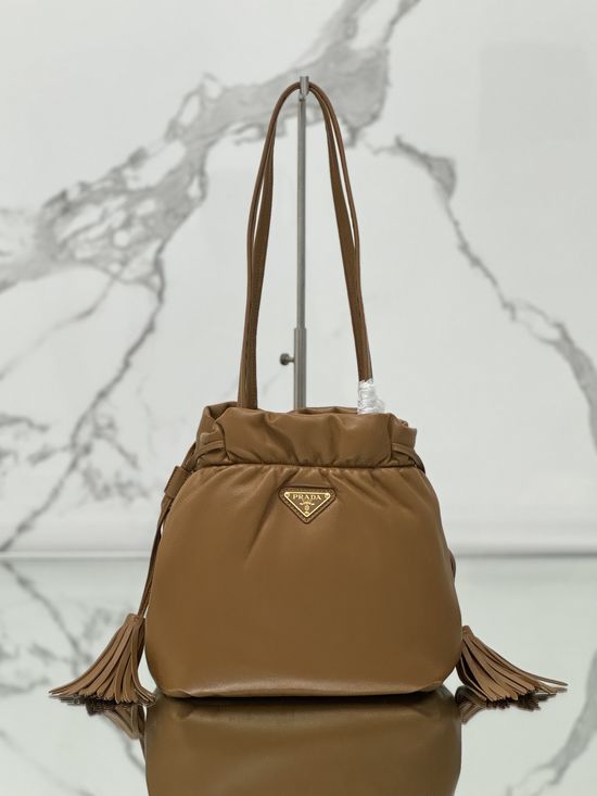 Prada Lambskin Drawstring Bucket Bag 1BG541