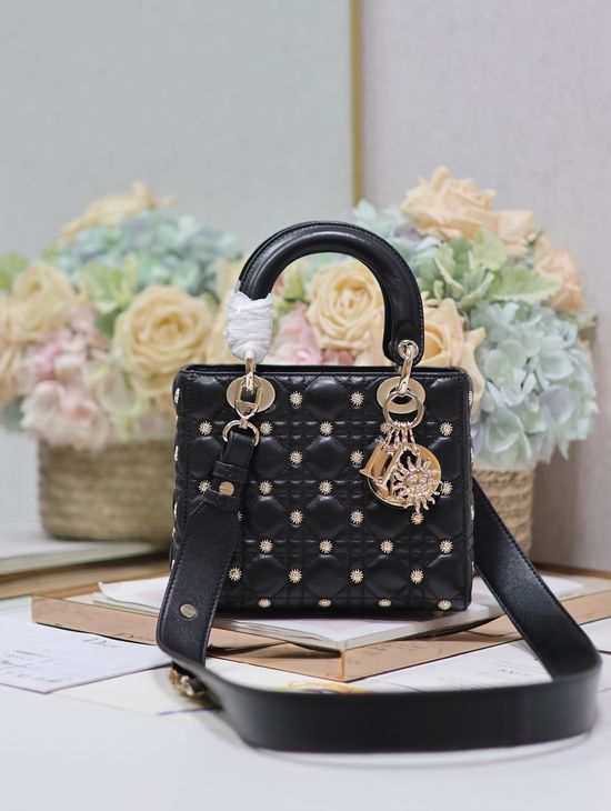 Christian Dior Lady Christian Dior Quilted Lambskin Black Bag 0538